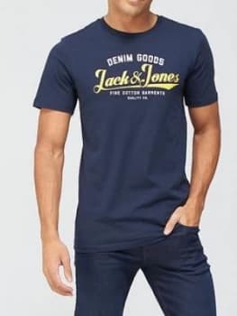 Jack & Jones Logo Melange T-Shirt - Navy