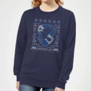 Harry Potter Ravenclaw Crest Womens Christmas Sweatshirt - Navy - L