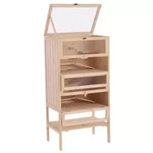 Pawhut Wooden Hamster Cage For Mouse & Rodent & Small Pets - Brown