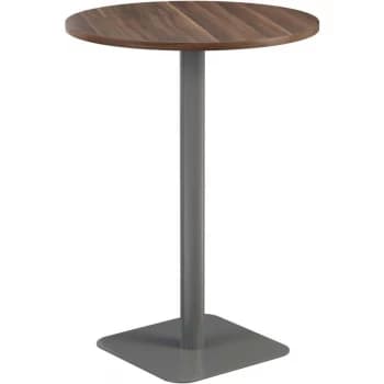 800MM Circular High Contract Table - Silver/Dark Walnut