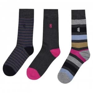 Pringle 3 Pack Striped Socks - Charcoal