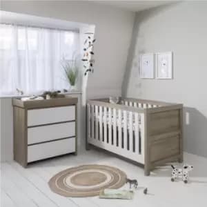 Tutti Bambini Modena White and Oak Cot Bed with Changing Table