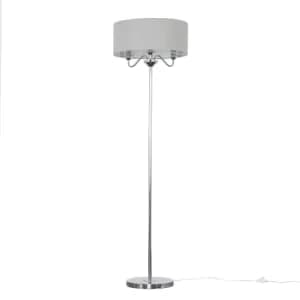 Rocha 3 Way Chrome Floor Lamp with Grey Shade