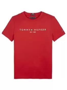 Tommy Hilfiger Boys Essential Logo T-Shirt - Red, Size 12 Years