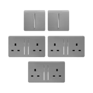 Trendi Lounge Starter Lightswitch And Socket Kit - Light Grey