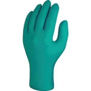 Disposable Gloves, Green, Nitrile, Powder Free, Textured Fingertips, Size 8/M, Pk-100