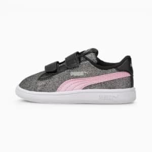 PUMA Smash V2 Glitz Glam Baby Girls Trainers, Pink Size 6 Shoes