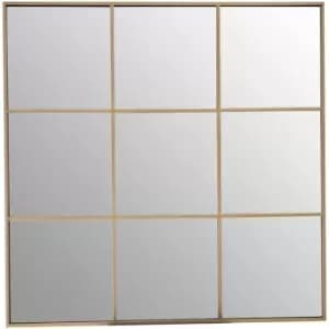 Premier Housewares Grid Wall Mirror with Gold Finish Frame