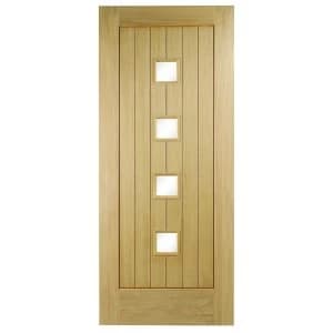 Wickes Sienna External Cottage Oak Veneer Door Glazed 1981 x 762mm