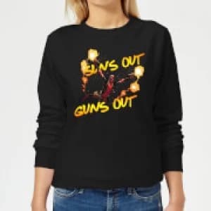 Marvel Deadpool Suns Out Guns Out Womens Sweatshirt - Black