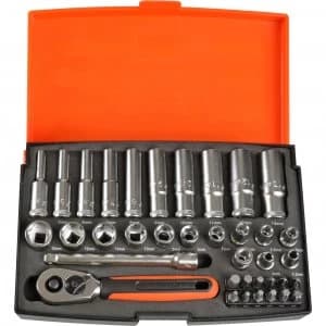 Bahco 37 Piece 1/4" Drive Deep Hex Socket and Bit Set Metric 1/4"