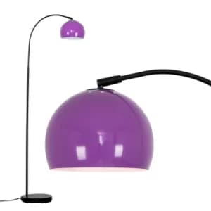 Curva Floor Lamp in Black with Purple Shade