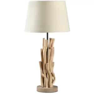 Onli Agar Table Lamp With Round Tapered Shade, Natural Wood
