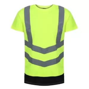 Regatta Mens Pro High-Vis Short-Sleeved T-Shirt (3XL) (Yellow/Navy)