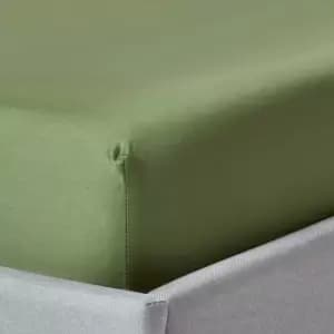 Moss Green Organic Cotton Deep Fitted Sheet 18" 400 Thread count, King - Moss Green - Moss Green - Homescapes