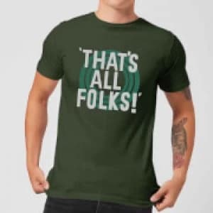 Looney Tunes That's All Folks Mens T-Shirt - Forest Green - L