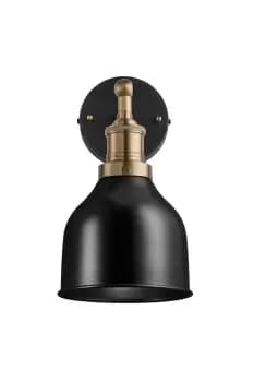 Brooklyn Cone Wall Light, 7 Inch, Black, Brass Holder