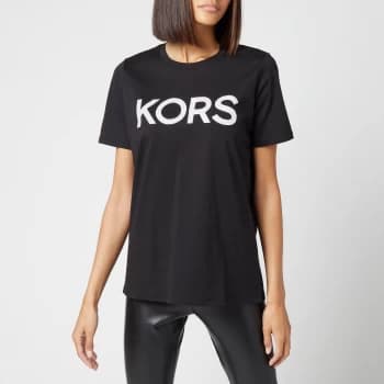 Michael Kors Womens Kors Graphic Organic T-Shirt - Black/Silver - L