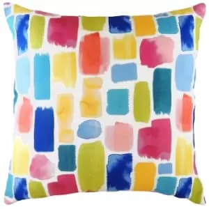 Aquarelle Dash Abstract Cushion Multicolour, Multicolour / 43 x 43cm / Polyester Filled
