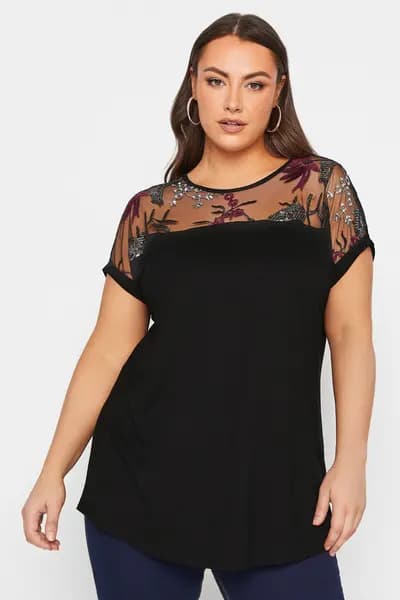Yours Embellished Top Black