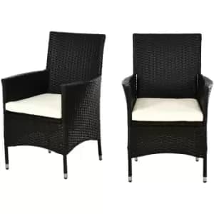Outsunny 2Pc Outdoor Rattan Armchair Wicker Dining Chair Set For Garden Coffee