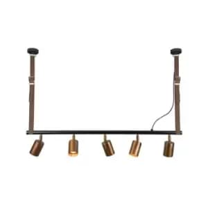 Larissa Kofinou Line Bar Light 5 Light Black Metal Copper Rusty