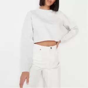 Missguided Brushed Cropped Sweatshirt - White