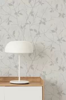 Boutique Belle White/Silver Leaves Wallpaper