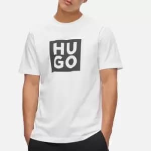HUGO Mens Daltor Large Badge T-Shirt - White - S