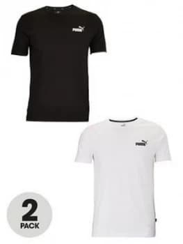 Puma 2 Pack Essentials Small Logo T-Shirt - Black & White, Black/White Size M Men