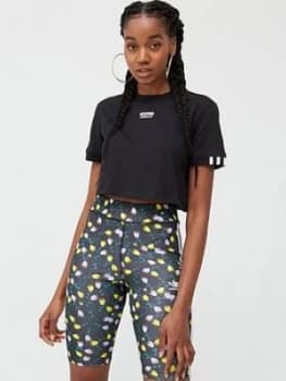adidas Originals Cropped T-Shirt - Black, Size 10, Women