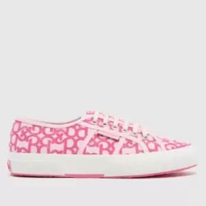 Superga 2750 Movie Denim Print Trainers In Pink