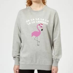 Fa La La La La La La Lamingo Womens Christmas Sweatshirt - Grey - 3XL