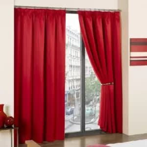 Emma Barclay Cali Thermal Woven Blackout Pencil Pleat Curtains, Red, 46 x 72 Inch