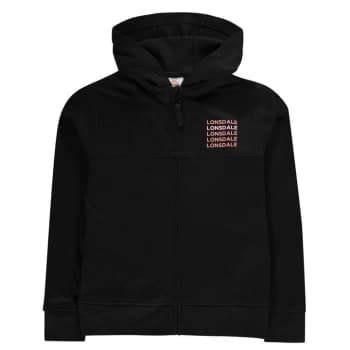 Lonsdale Logo Hoodie Junior Girls - Black