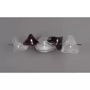 Ceiling / Wall lamp Otto 5 Bulbs G4 Bar, polished chrome / frosted glass / Black glass