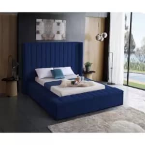 Kensington Bed Super King Plush Velvet Blue