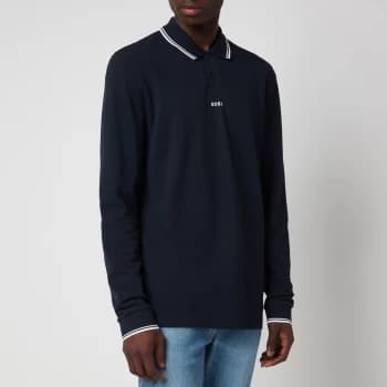 Hugo Boss PChup Long Sleeve Polo Shirt Navy Size S Men