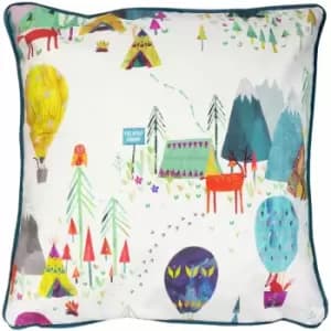 Prestigious Textiles Away We Go 100% Cotton Piped Edge Cushion Cover, Rainbow, 55 x 55 Cm