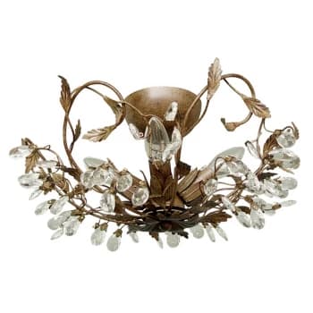Langelo 4 Light Glass & Crystal Ceiling Light Rust