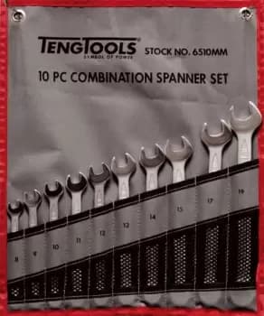 Teng Tools 6510mm 10 Piece Combination Spanner Set in Tool Roll