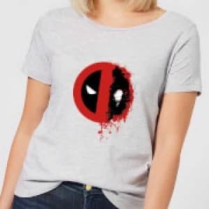 Marvel Deadpool Split Splat Logo Womens T-Shirt - Grey - 3XL