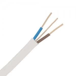 Zexum White 1.5mm 16A 2 Core and Earth Brown Blue Fire Resistant Rated BASEC Approved Power Cable - 1 Meter