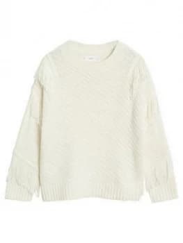 Mango Girls Fringe Knitted Jumper - Cream