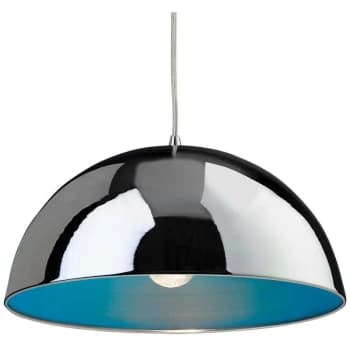 Firstlight - Bistro - 1 Light Dome Ceiling Pendant Chrome, Blue Inside, E27