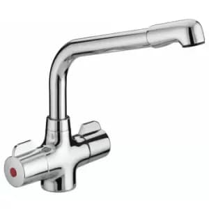 Manhatan Kitchen Sink Mixer Tap Double Lever Modern Easyfit Chrome - Bristan