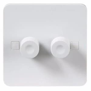 KnightsBridge Pure 4mm 40-400W White 2G 2 Way 230V Electric Dimmer Switch