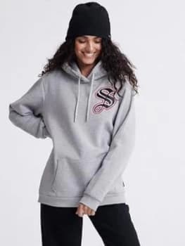 Superdry Urban Varsity Oversized Hoodie - Grey, Size M/L, Women