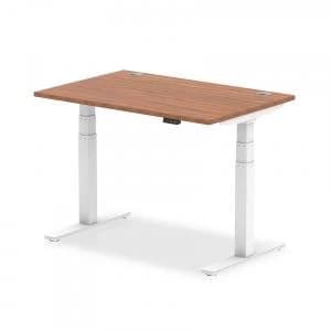 Trexus Sit Stand Desk With Cable Ports White Legs 1200x800mm Walnut