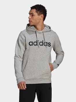 adidas Essentials Linear Logo Hoodie, Grey/Black Size M Men